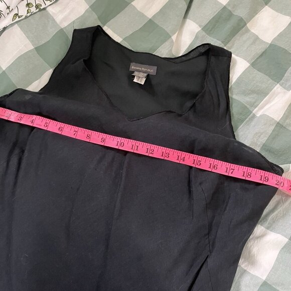 Banana Republic Maxi Dress Womens 12 Black Linen Sleeveless Neutral Goth - Picture 7 of 10